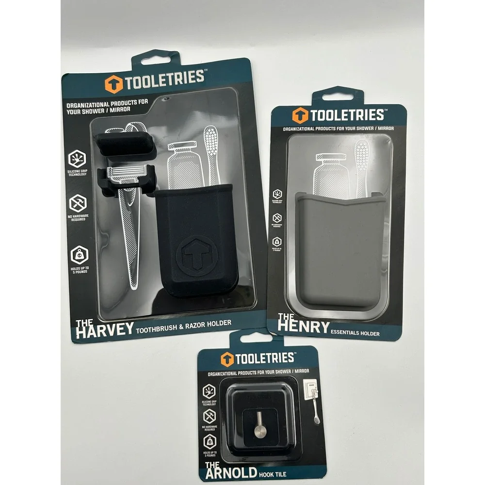 Tooletries Lot of 3 The Harvey The Henry The Arnold Silicone Shower Organizers